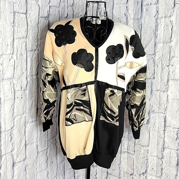 BONNIE & BILL II BY HOLLY Appliqued, Sequined, Beaded Patchwork Blouse‎ Large - Picture 1 of 9